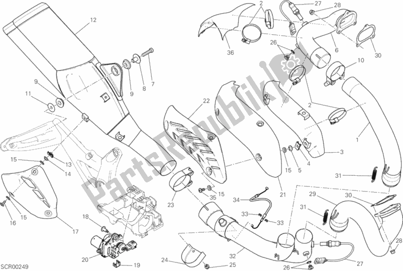 Todas las partes para Sistema De Escape de Ducati Monster 821 2017