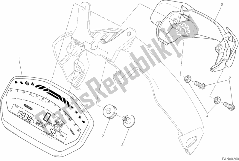 All parts for the Instrument Panel of the Ducati Monster 821 2017