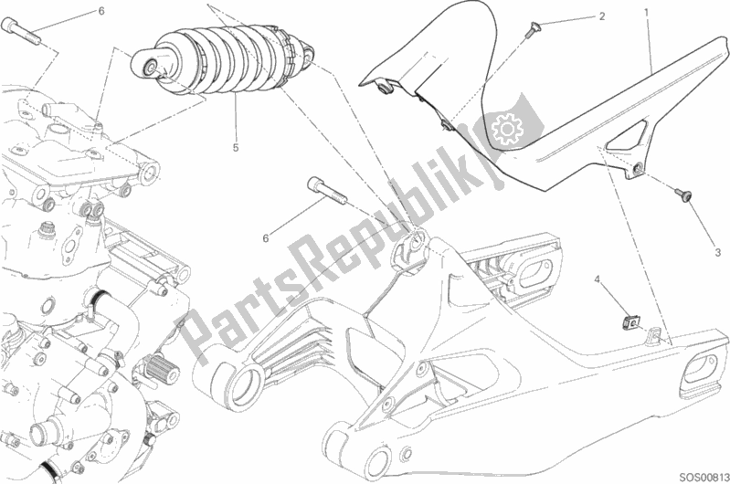 All parts for the Sospensione Posteriore of the Ducati Monster 821 2017
