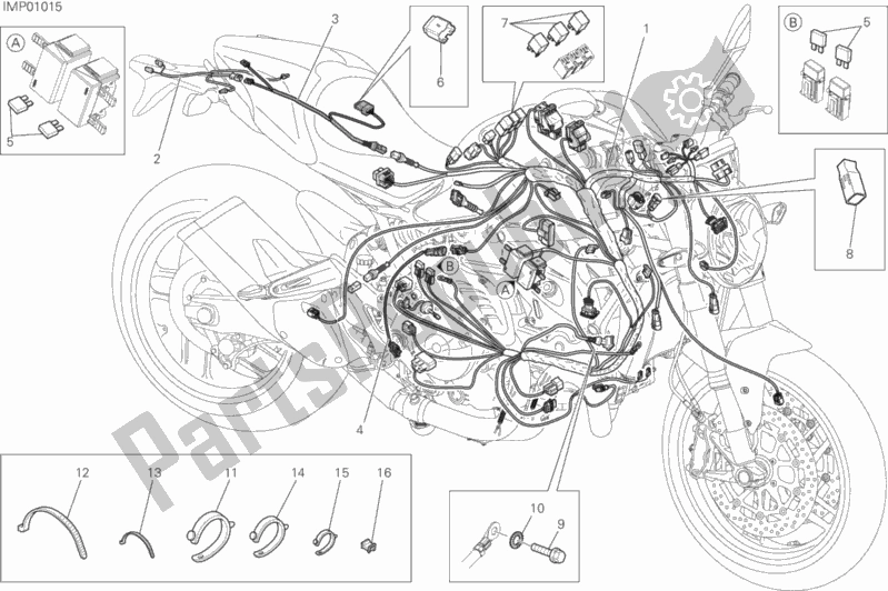 Alle onderdelen voor de Kabelboom van de Ducati Monster 821 2017