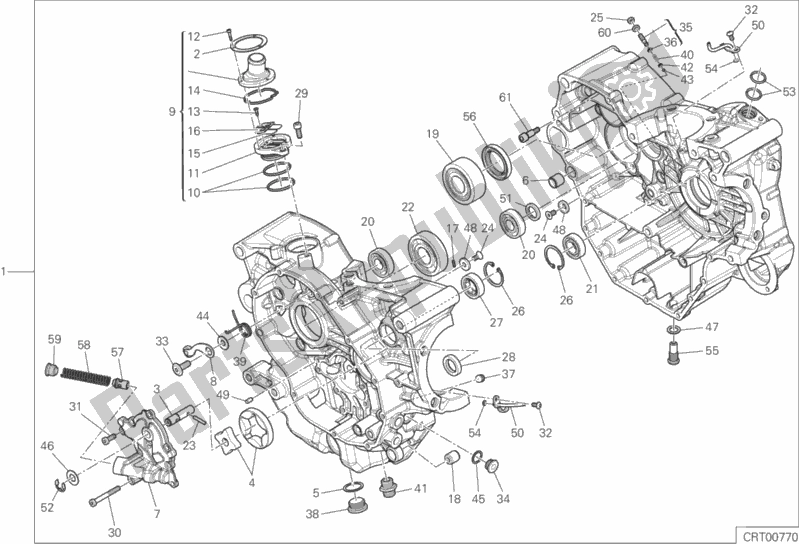 All parts for the 010 - Half-crankcases Pair of the Ducati Monster 821 2018