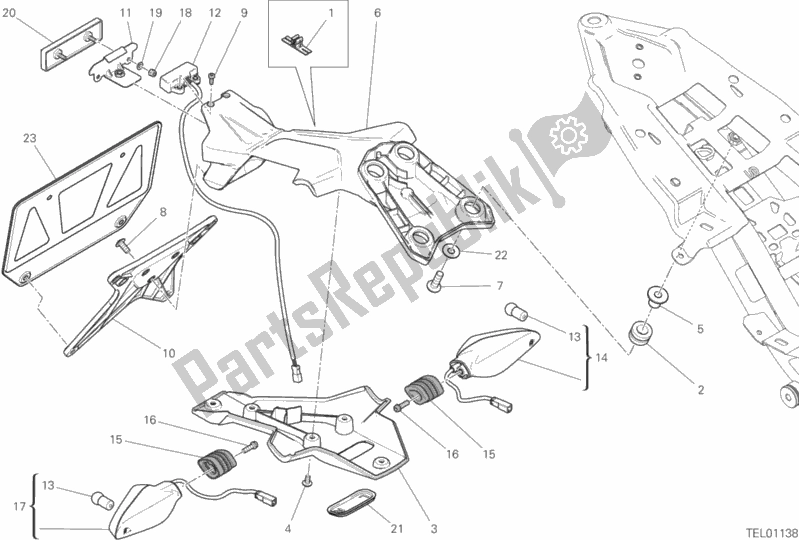 Todas las partes para 28b - Soporte De Placa de Ducati Monster 821 2018