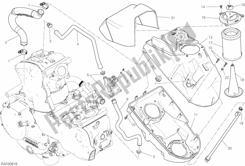 Alle onderdelen voor de Luchtinlaat - Olie-ontluchter van de Ducati Monster 821 2018