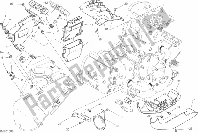 Alle onderdelen voor de Motorbesturingseenheid van de Ducati Monster 821 2018