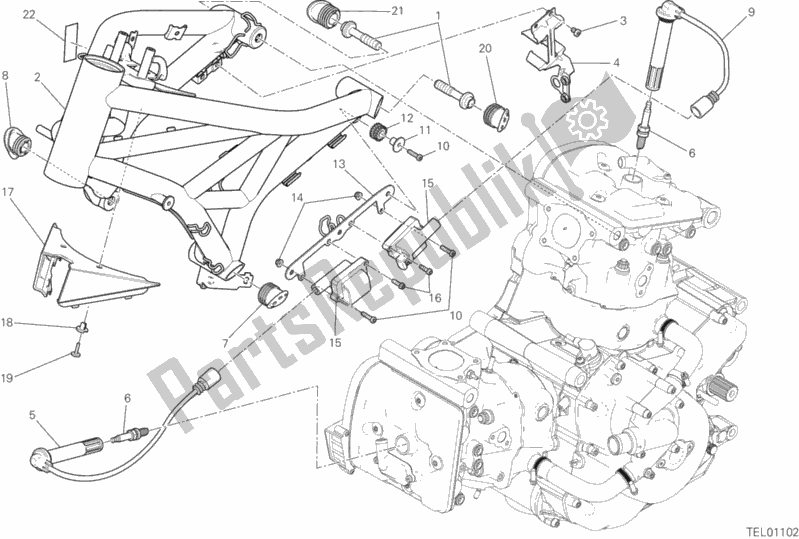 All parts for the Frame of the Ducati Monster 821 2018