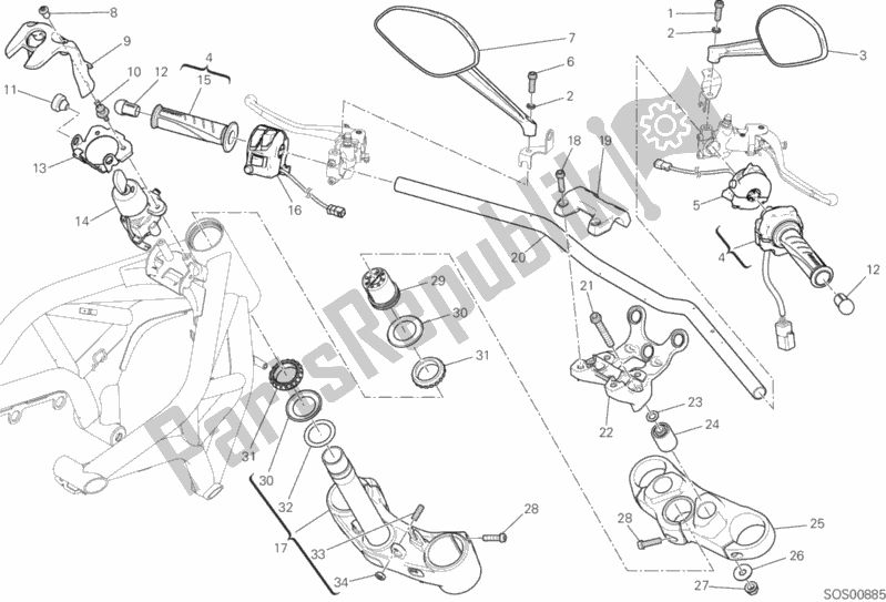 Wszystkie części do Kierownica I Elementy Steruj? Ce Ducati Monster 821 2018