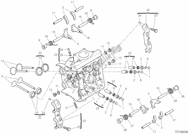 Alle onderdelen voor de Horizontale Kop van de Ducati Monster 821 2018