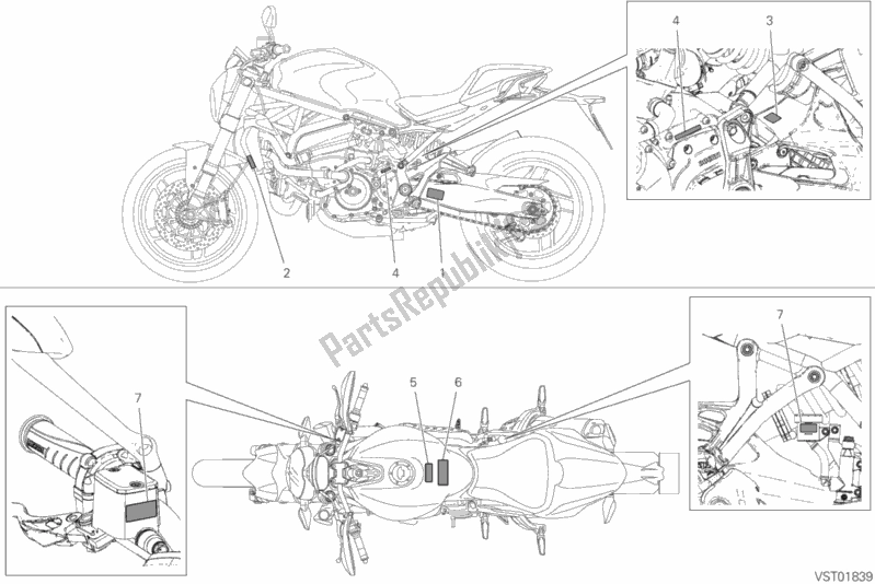 Alle onderdelen voor de Posizionamento Targhette van de Ducati Monster 821 2018