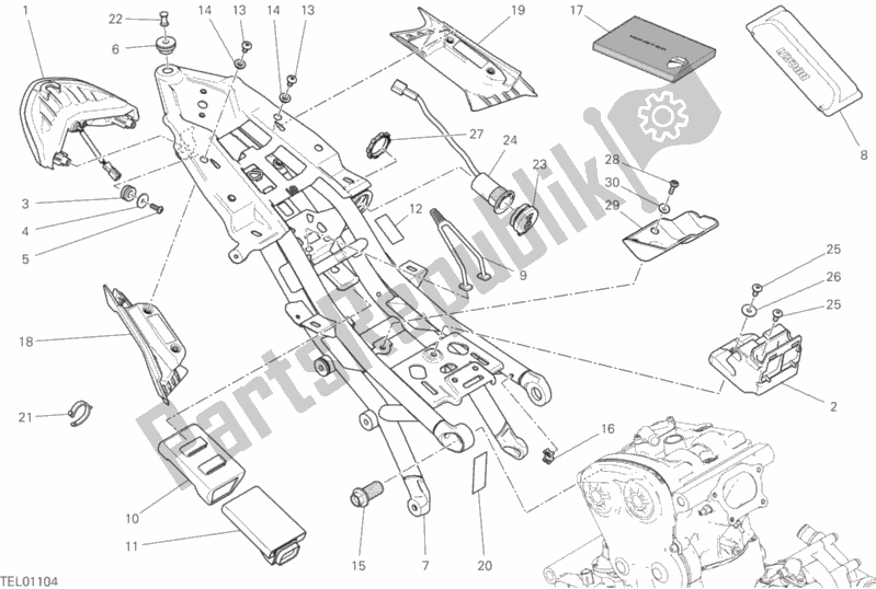 Todas as partes de Quadro Traseiro Comp. Do Ducati Monster 821 2018 Todas as partes de Quadro Traseiro Comp. Do Ducati Monster 821 2018