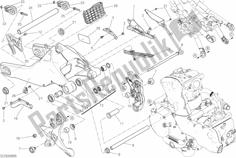 All parts for the 28a - Forcellone Posteriore of the Ducati Monster 821 2019