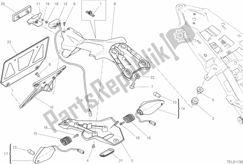 Todas las partes para 28b - Soporte De Placa de Ducati Monster 821 2019