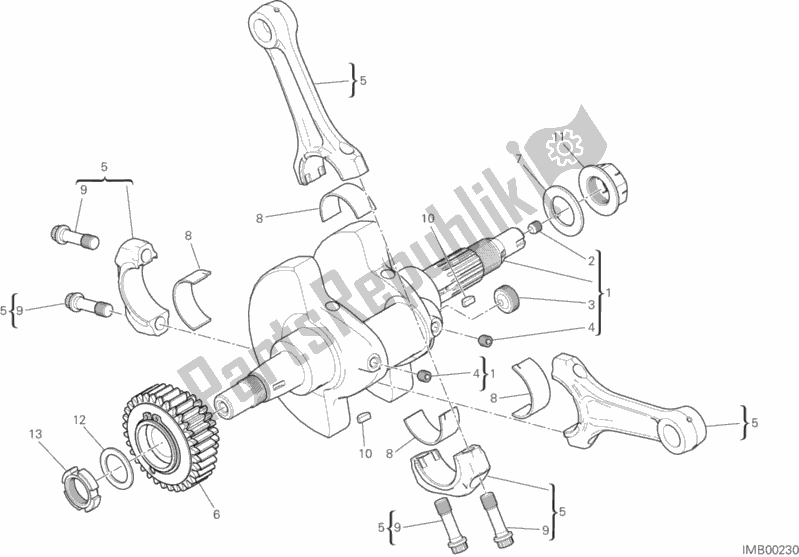 All parts for the Connecting Rods of the Ducati Monster 821 2019