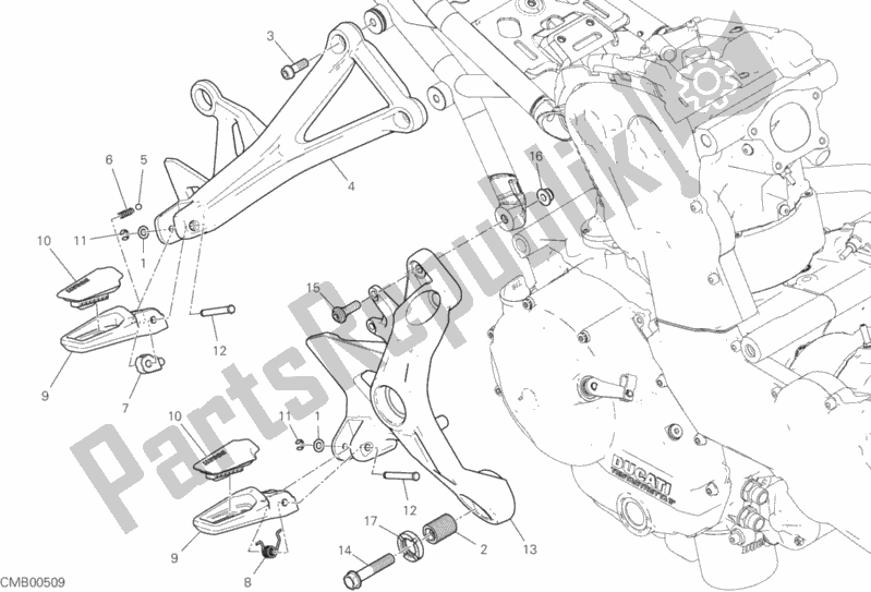All parts for the Footrests, Right of the Ducati Monster 821 2019