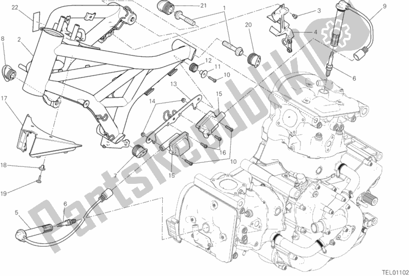 All parts for the Frame of the Ducati Monster 821 2019