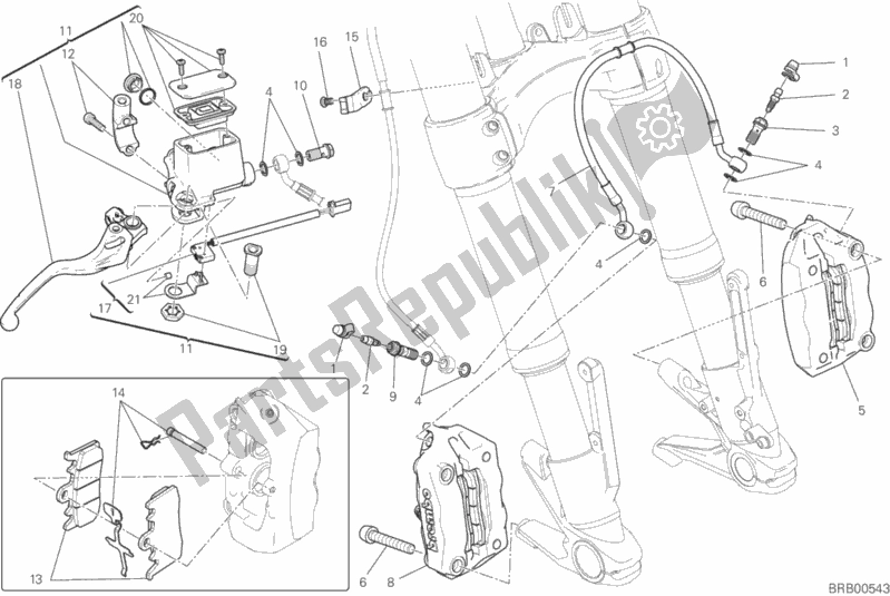 All parts for the Front Brake System of the Ducati Monster 821 2019