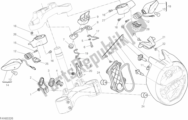 Alle onderdelen voor de Koplamp van de Ducati Monster 821 2019