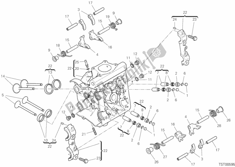 Alle onderdelen voor de Horizontale Kop van de Ducati Monster 821 2019