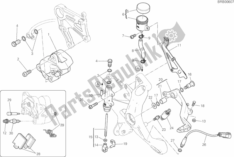 Tutte le parti per il Sistema Frenante Posteriore del Ducati Monster 821 2019