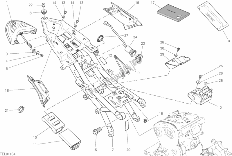 All parts for the Rear Frame Comp. Of the Ducati Monster 821 2019