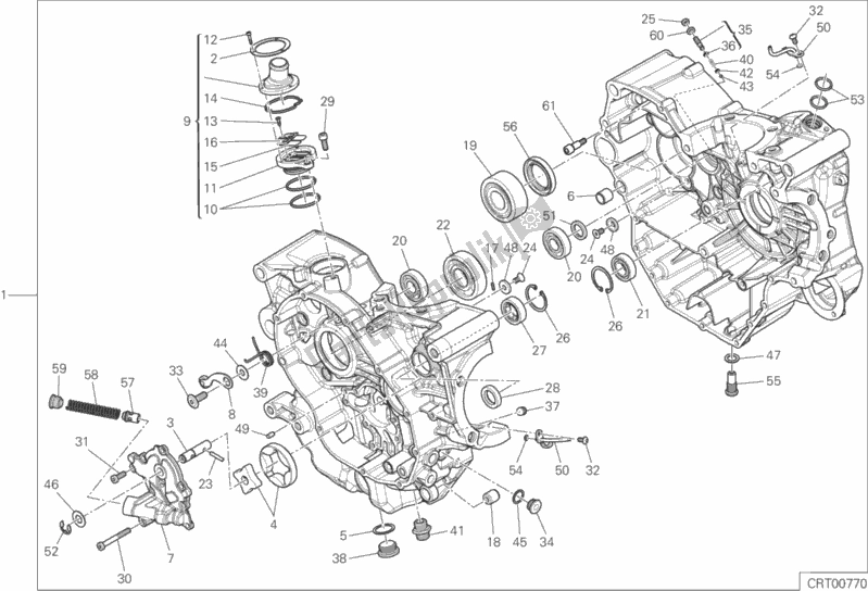 All parts for the 010 - Half-crankcases Pair of the Ducati Monster 821 2020
