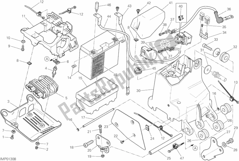 Alle onderdelen voor de 018 - Batterijhouder van de Ducati Monster 821 2020