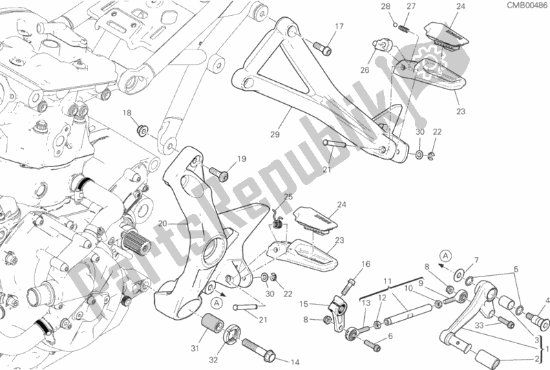 Tutte le parti per il Poggiapiedi, A Sinistra del Ducati Monster 821 2020