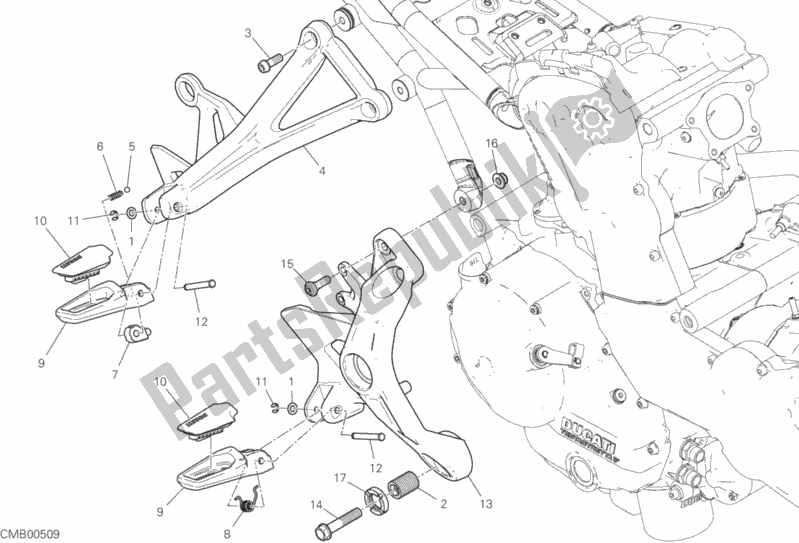 Todas las partes para Reposapiés, Derecha de Ducati Monster 821 2020