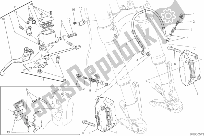 All parts for the Front Brake System of the Ducati Monster 821 2020