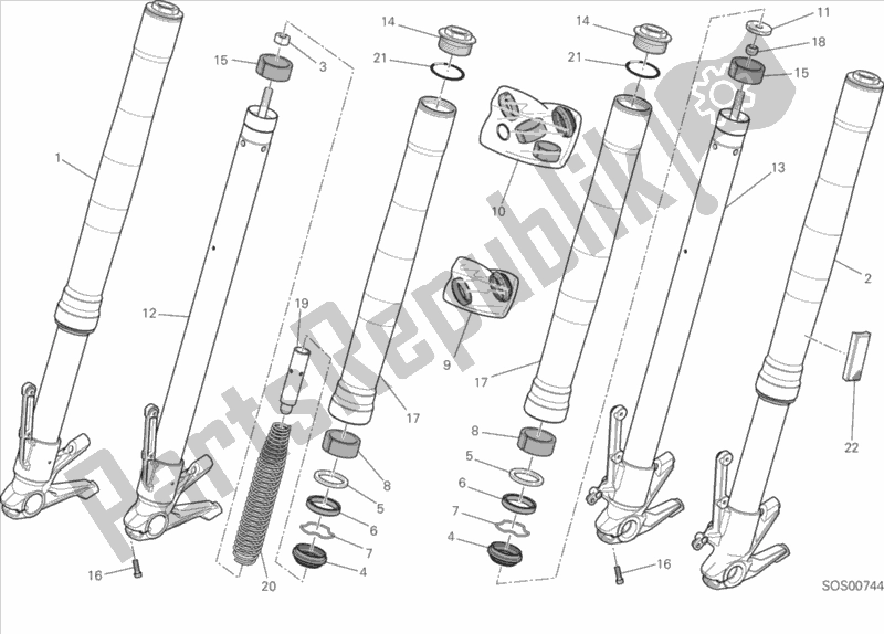 Todas as partes de Garfo Dianteiro do Ducati Monster 821 2020 Todas as partes de Garfo Dianteiro do Ducati Monster 821 2020