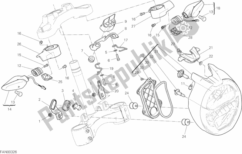 Todas las partes para Faro de Ducati Monster 821 2020