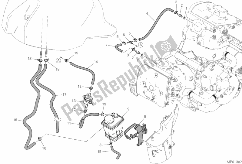 All parts for the Hot Air Pipe Canister of the Ducati Monster 821 2020