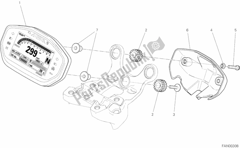 All parts for the Instrument Panel of the Ducati Monster 821 2020