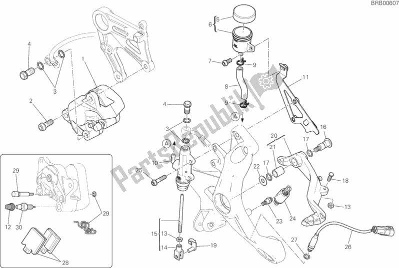 All parts for the Rear Brake System of the Ducati Monster 821 2020