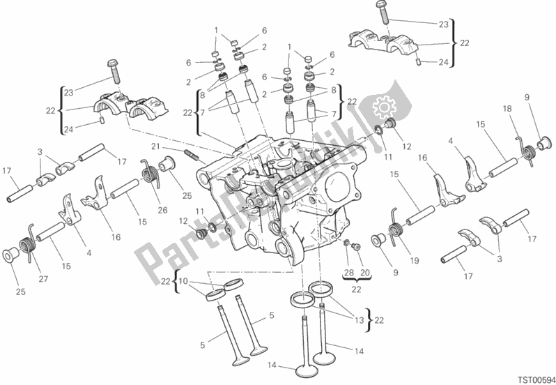 All parts for the Vertical Head of the Ducati Monster 821 2020