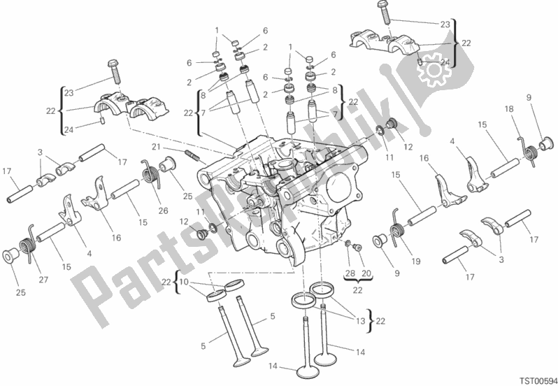 All parts for the Vertical Head of the Ducati Monster 821 2020