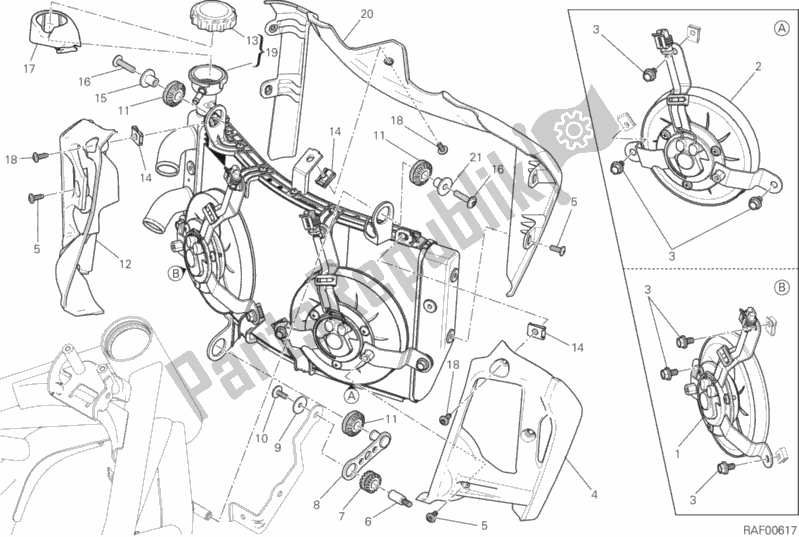 Todas las partes para Enfriador De Agua de Ducati Monster 821 2020