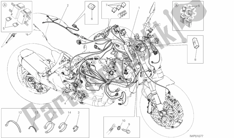 Todas as partes de Chicote De Fiação do Ducati Monster 821 2020