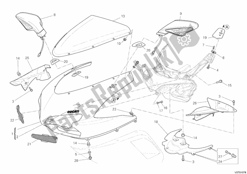 Alle onderdelen voor de Motorkap van de Ducati Superbike 848 2008