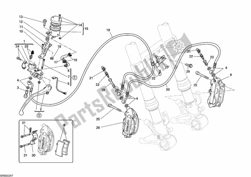 Todas as partes de Sistema De Freio Dianteiro do Ducati Superbike 848 2008
