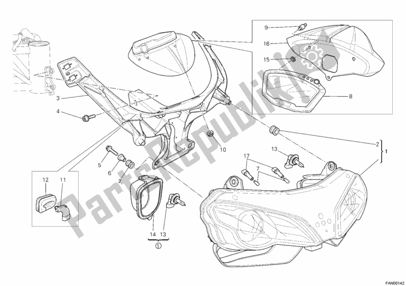 Alle onderdelen voor de Koplamp van de Ducati Superbike 848 2008