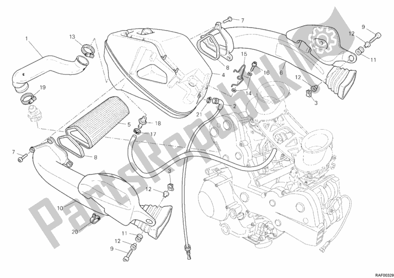 Alle onderdelen voor de Inname van de Ducati Superbike 848 2008