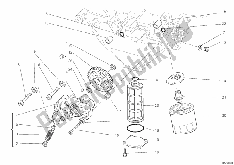 Alle onderdelen voor de Oliepomp - Filter van de Ducati Superbike 848 2008