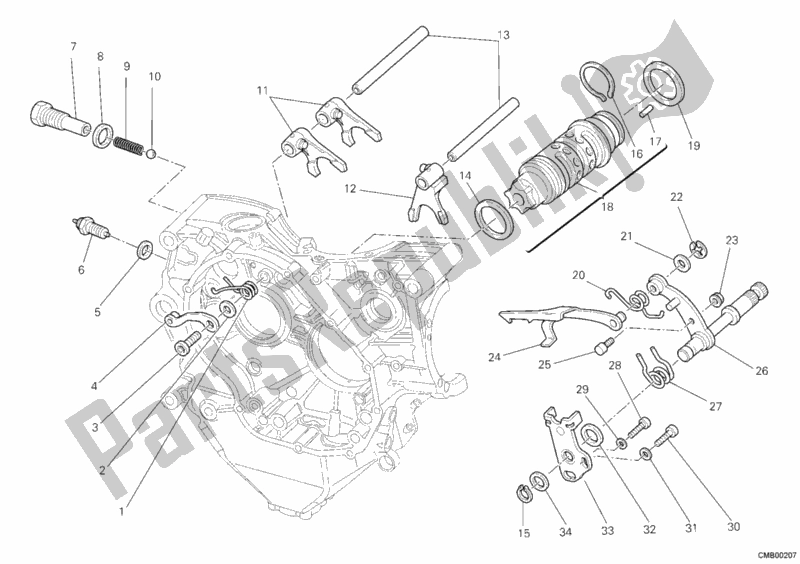 Wszystkie części do Krzywka Zmiany Biegów - Widelec Ducati Superbike 848 2008