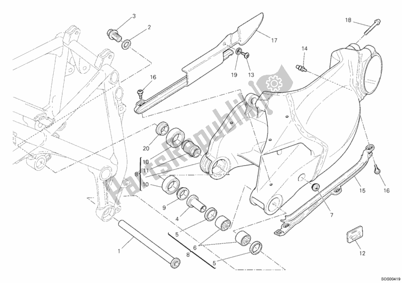 Toutes les pièces pour le Bras Oscillant du Ducati Superbike 848 2008