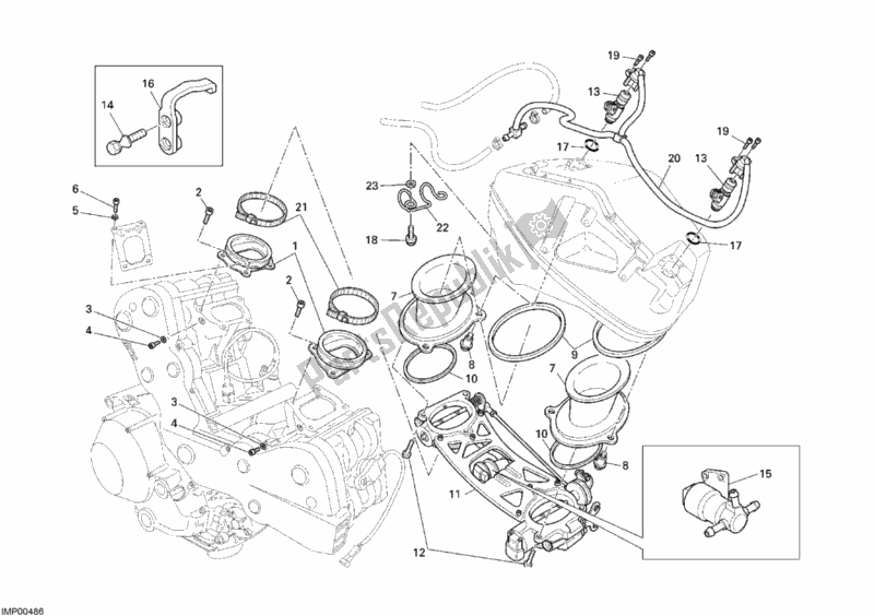 Tutte le parti per il Corpo Farfallato del Ducati Superbike 848 2008