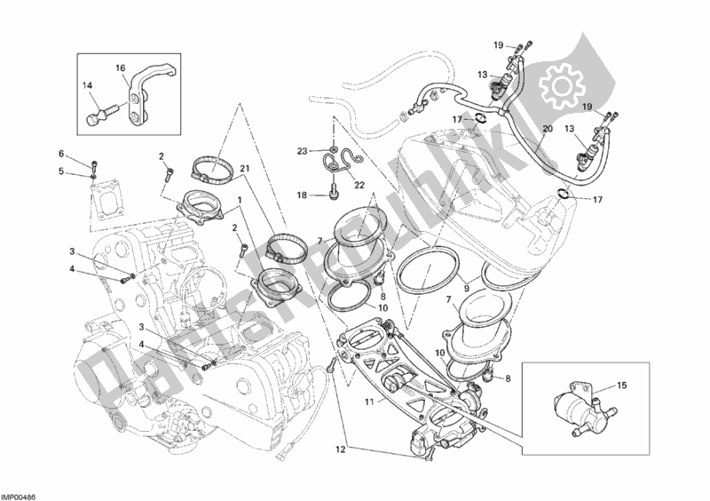 Alle onderdelen voor de Gasklephuis van de Ducati Superbike 848 2008