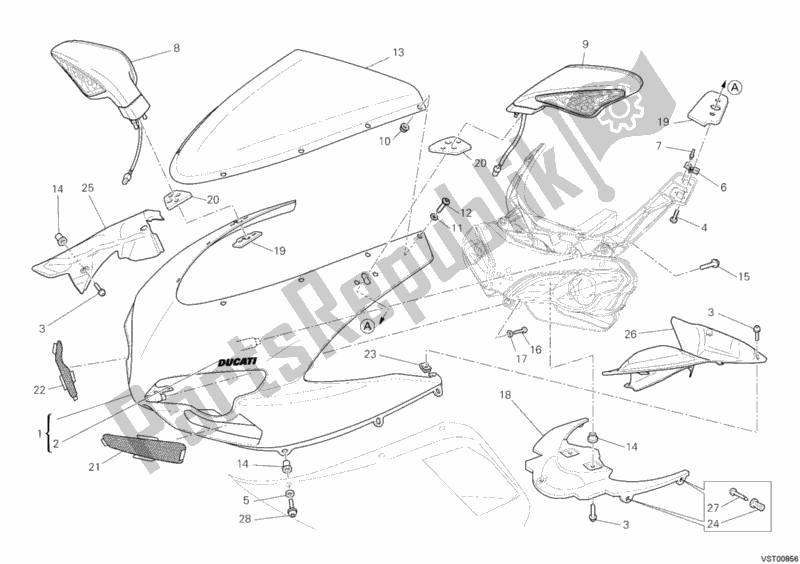 Tutte le parti per il Cuffia del Ducati Superbike 848 2009