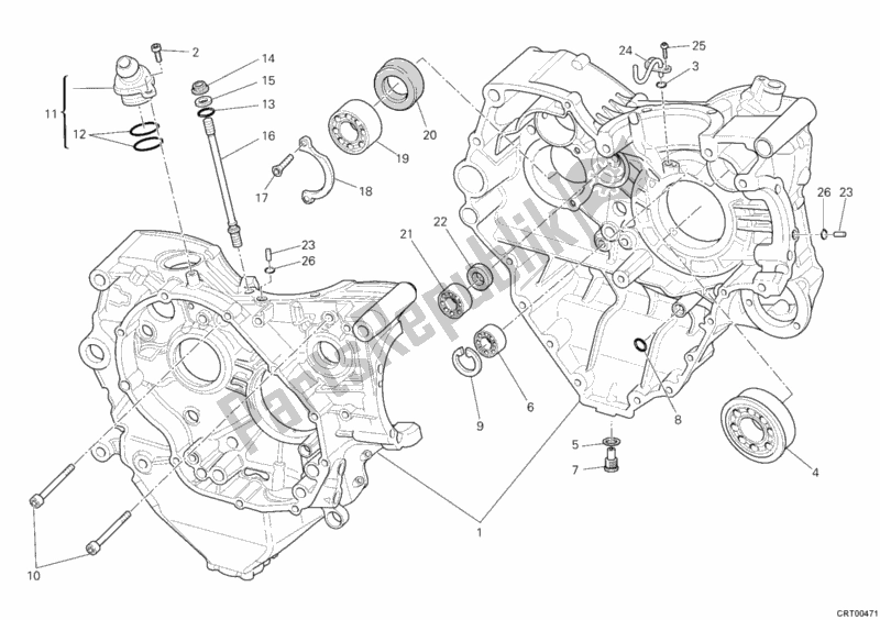 Alle onderdelen voor de Carter van de Ducati Superbike 848 2009