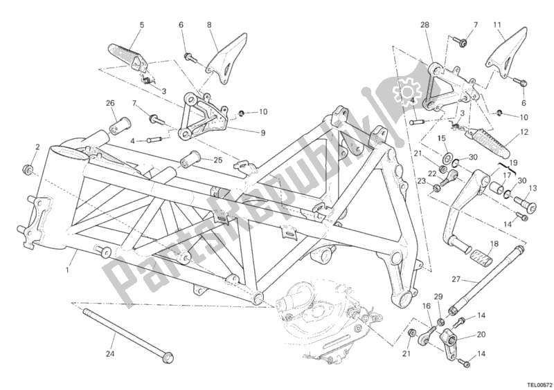 Tutte le parti per il Telaio del Ducati Superbike 848 2009