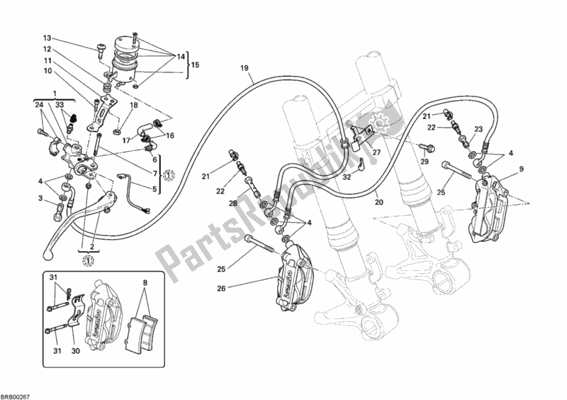 Todas as partes de Sistema De Freio Dianteiro do Ducati Superbike 848 2009